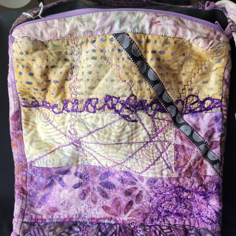 Purple Multi Colored Zippered Crossbody Purse